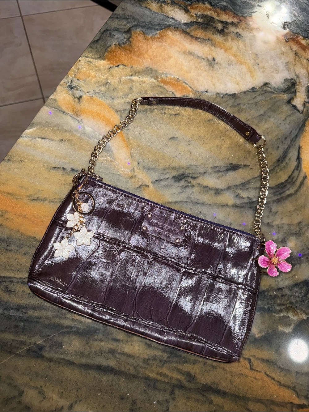 Kate spade vintage purple crocodile shoulder bag